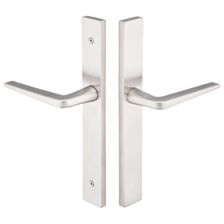Emtek Brass Modern Door Configuration 5 Half Inactive Half Passage Multi Point Narrow Trim Lever Set with European Cylinder Below Handle Brushed Stainless Steel