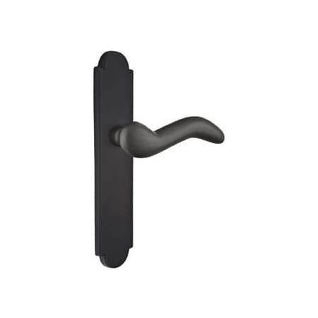 Emtek Sandcast Bronze Door Configuration 6 Thumbturn Multi Point Arched Trim Lever Set with American Cylinder Below Handle Flat Black