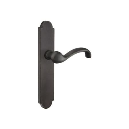 Emtek Sandcast Bronze Door Configuration 6 Inactive Multi Point Arched Trim Lever Set with American Cylinder Below Handle Medium Bronze