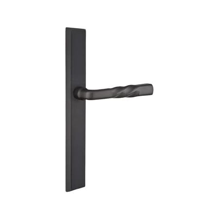 Emtek Sandcast Bronze Door Configuration 6 Inactive Multi Point Narrow Trim Lever Set with American Cylinder Below Handle Flat Black