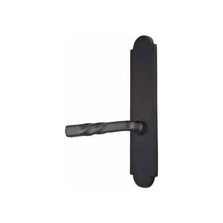 Emtek Sandcast Bronze Door Configuration 7 Thumbturn Multi Point Arched Trim Lever Set with American Cylinder Above Handle Flat Black