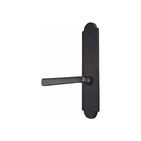 Emtek Sandcast Bronze Door Configuration 7 Inactive Multi Point Arched Trim Lever Set with American Cylinder Above Handle Flat Black