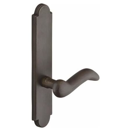 Emtek Sandcast Bronze Door Configuration 7 Inactive Multi Point Arched Trim Lever Set with American Cylinder Above Handle Medium Bronze
