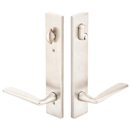 Emtek Brass Modern Door Configuration 7 Active Thumbturn and Inactive Handles Multi Point Trim Lever Set with American Cylinder Above Handle Satin Nickel