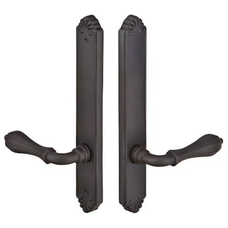 Emtek Lost Wax Cast Bronze Door Configuration 8 Passage Multi Point Narrow Trim Lever Set with American Cylinder Below Handle Flat Black