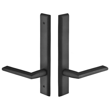 Emtek Sandcast Bronze Door Configuration 8 Half Inactive Half Passage Multi Point Narrow Trim Lever Set with American Cylinder Below Handle Flat Black