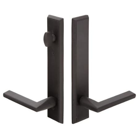 Emtek Sandcast Bronze Door Configuration 8 Thumbturn Multi Point Trim Lever Set with American Cylinder Below Handle Flat Black