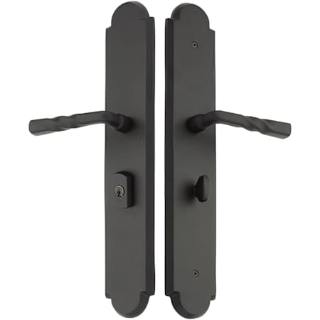Emtek Sandcast Bronze Door Configuration 1 or 6 Keyed Entry Multi Point Trim with American Cylinder Below Handle Flat Black Bronze