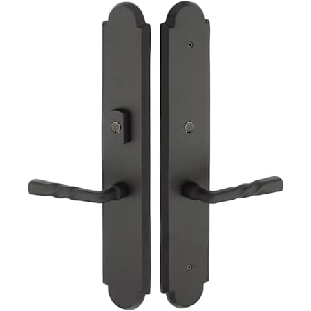 Emtek Sandcast Bronze Door Configuration 2 or 4 Inactive Multi Point Trim with American Cylinder Above Handle Flat Black Bronze