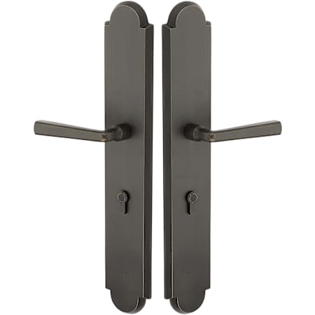 Emtek Sandcast Bronze Door Configuration 5 Half Inactive Half Passage Multi Point Trim with European Cylinder Below Handle Medium Bronze