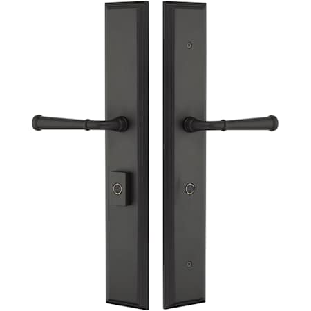 Emtek Brass Modern Door Configuration 1 or 6 Passage Multi Point Trim with American Cylinder Below Handle Flat Black
