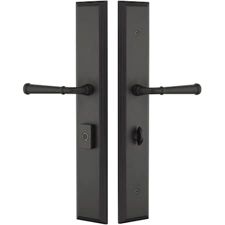 Emtek Brass Modern Door Configuration 1 or 6 Patio Multi Point Trim with American Cylinder Below Handle Flat Black