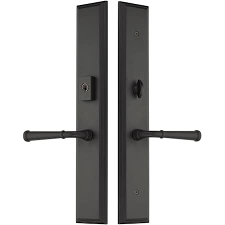 Emtek Brass Modern Door Configuration 2 or 4 Keyed Entry Multi Point Trim with American Cylinder Above Handle Flat Black