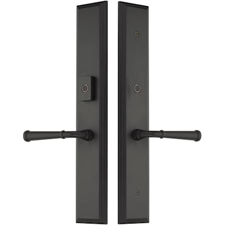 Emtek Brass Modern Door Configuration 2 or 4 Inactive Multi Point Trim with American Cylinder Above Handle Flat Black