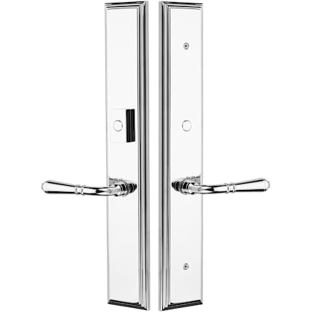 Emtek Brass Modern Door Configuration 2 or 4 Inactive Multi Point Trim with American Cylinder Above Handle Polished Chrome