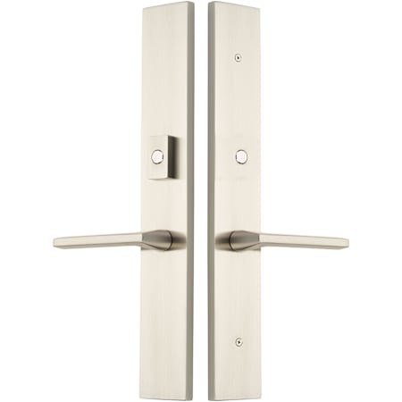 Emtek Brass Modern Door Configuration 2 or 4 Inactive Multi Point Trim with American Cylinder Above Handle Satin Nickel