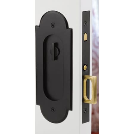 Emtek No. 8 Classic Arched Pocket Door Privacy Mortise Flat Black