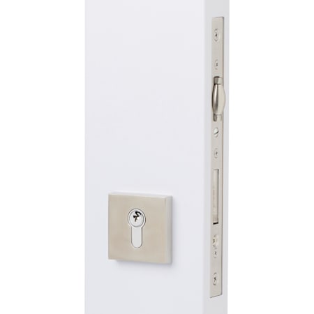 Emtek Euro Mortise Lock Body with Euro Profile Cylinder, Roller Latch and Square Trim Deadbolt Brushed Stainless Steel