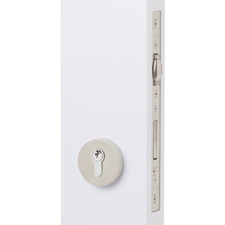Emtek Euro Mortise Deadbolt and Lock Body with Euro Profile Cylinder, Roller Latch and Round Trim Deadbolt Brushed Stainless Steel