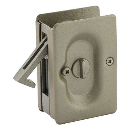Emtek 3-1/2 Inch Solid Brass Privacy Mortise Pocket Door Lock for 1-3/8" Thick Doors Tumbled White Bronze