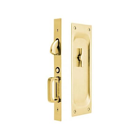 Emtek 7-1/2" Height Solid Brass Privacy Pocket Door Mortise Lock Unlacquered Brass