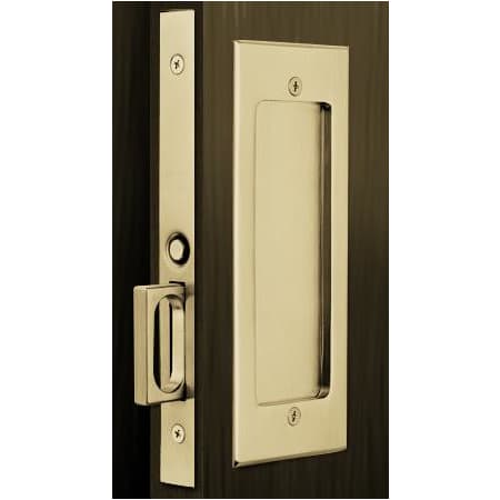 Emtek Modern Rectangular 7-1/4 Inch Passage Mortise Pocket Door Pull for 1-5/16" Thick Doors Satin Brass