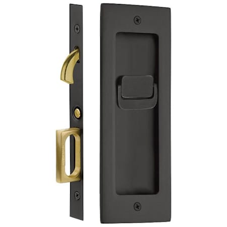 Emtek Modern Rectangular 7-1/4 Inch Privacy Mortise Pocket Door Lock for 1-3/8" Thick Doors Flat Black