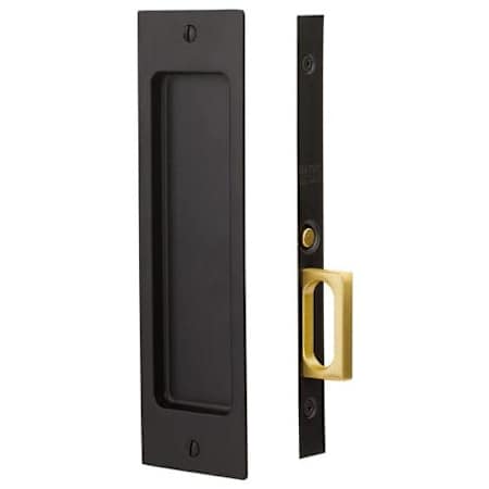 Emtek Rustic Modern Rectangular 8-1/2 Inch Passage Mortise Pocket Door Lock for 1-3/4" Thick Doors Flat Black