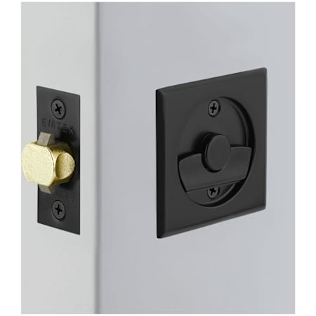 Emtek Square Tubular 2-1/2" Privacy Pocket Door Lock Flat Black