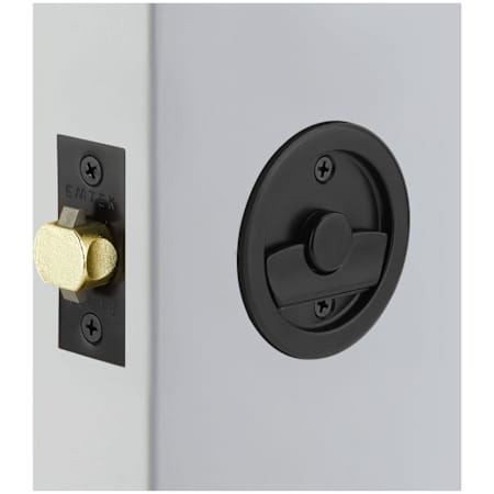 Emtek Round Tubular 2-1/2" Privacy Pocket Door Lock Flat Black