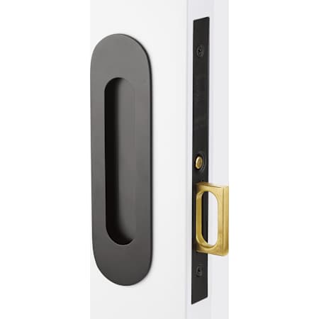 Emtek Narrow Oval 7-1/4" Tall Passage Pocket Door Pull Flat Black