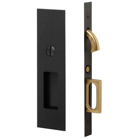 Emtek Privacy Knurled Narrow Modern Rectangular Mortise Flat Black