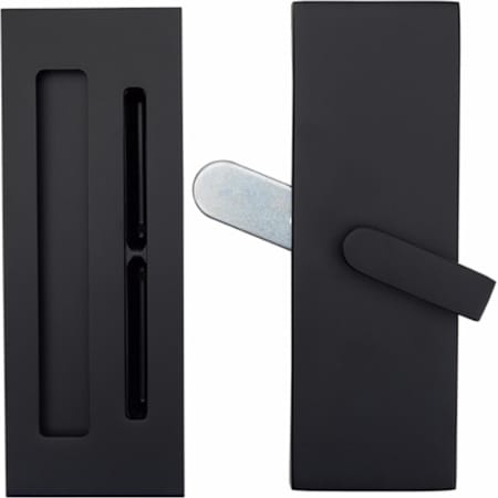 Emtek Modern Rectangular Barn Door Privacy Lock and Flush Pull Flat Black