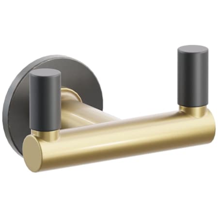 Emtek SELECT Double Robe Hook with Oil Rubbed Bronze Small Disc Rose, Flat Black Smooth Tips, and Choice of Round Stem Finish Oil Rubbed Bronze Rosette / French Antique Stem / Flat Black Tip