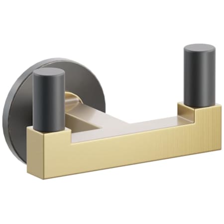 Emtek SELECT Double Robe Hook with Oil Rubbed Bronze Small Disc Rose, Flat Black Smooth Tips, and Choice of Square Stem Finish Oil Rubbed Bronze Rosette / French Antique Stem / Flat Black Tip