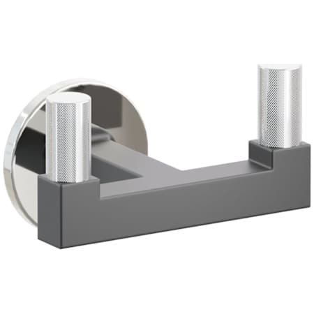 Emtek SELECT Double Robe Hook with Polished Nickel Small Disc Rose, Polished Chrome Knurled Tips, and Choice of Square Stem Finish Polished Nickel Rosette / Flat Black Stem / Polished Chrome Tip
