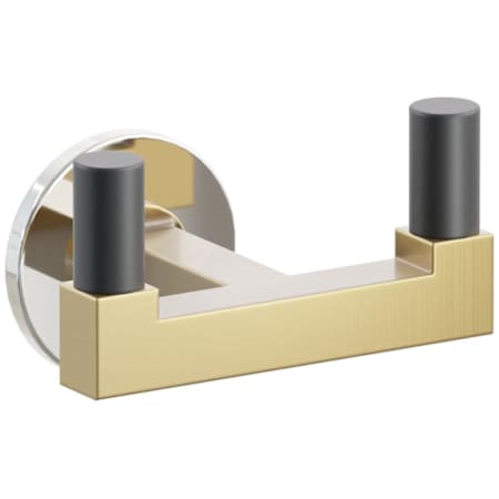 Emtek SELECT Double Robe Hook with Polished Nickel Small Disc Rose, Flat Black Smooth Tips, and Choice of Square Stem Finish Polished Nickel Rosette / French Antique Stem / Flat Black Tip