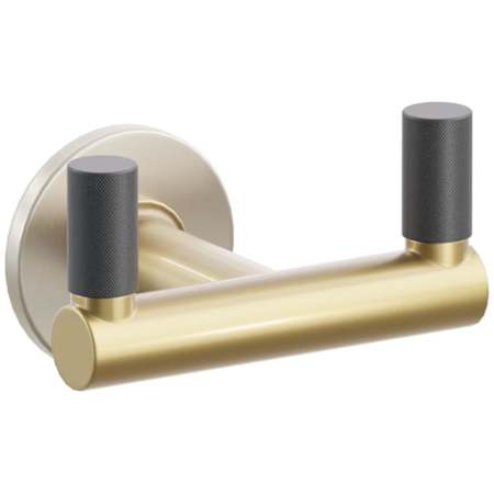 Emtek SELECT Double Robe Hook with Satin Nickel Small Disc Rose, Flat Black Knurled Tips, and Choice of Round Stem Finish Satin Nickel Rosette / French Antique Stem / Flat Black Tip