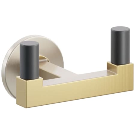 Emtek SELECT Double Robe Hook with Satin Nickel Small Disc Rose, Flat Black Smooth Tips, and Choice of Square Stem Finish Satin Nickel Rosette / French Antique Stem / Flat Black Tip