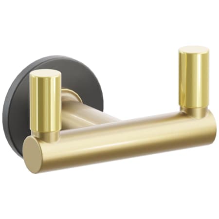 Emtek SELECT Double Robe Hook with Flat Black Small Disc Rose, Unlacquered Brass Smooth Tips, and Choice of Round Stem Finish Flat Black Rosette / French Antique Stem / Unlacquered Brass Tip
