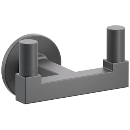 Emtek SELECT Double Robe Hook with Small Disc Rose, Square Stem, and Knurled Tips Flat Black Rosette / Flat Black Stem / Flat Black Tip