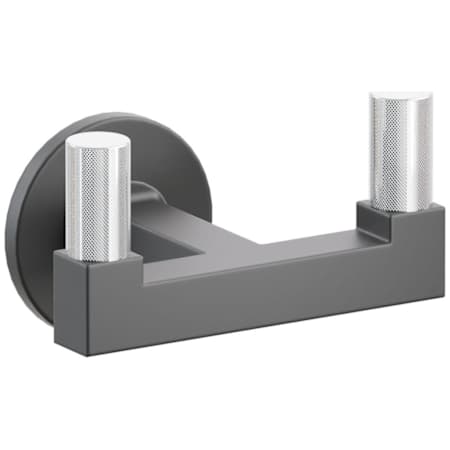 Emtek SELECT Double Robe Hook with Polished Chrome Knurled Tips and Choice of Small Disc Rose/Square Stem Finish Flat Black Rosette / Flat Black Stem / Polished Chrome Tip