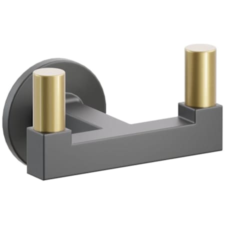 Emtek SELECT Double Robe Hook with French Antique Smooth Tips and Choice of Small Disc Rose/Square Stem Finish Flat Black Rosette / Flat Black Stem / French Antique Tip