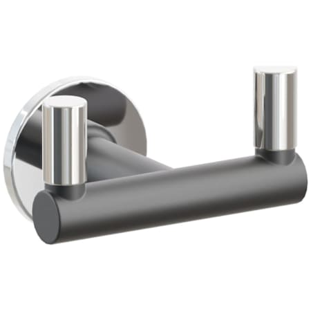 Emtek SELECT Double Robe Hook with Polished Chrome Small Disc Rose, Polished Nickel Smooth Tips, and Choice of Round Stem Finish Polished Chrome Rosette / Flat Black Stem / Polished Nickel Tip