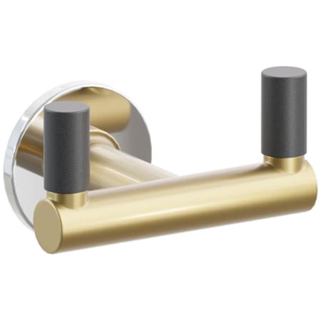 Emtek SELECT Double Robe Hook with Polished Chrome Small Disc Rose, Flat Black Knurled Tips, and Choice of Round Stem Finish Polished Chrome Rosette / French Antique Stem / Flat Black Tip