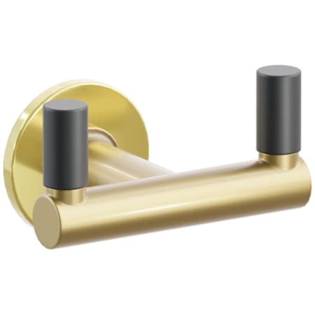 Emtek SELECT Double Robe Hook with Unlacquered Brass Small Disc Rose, Flat Black Smooth Tips, and Choice of Round Stem Finish Unlacquered Brass Rosette / French Antique Stem / Flat Black Tip