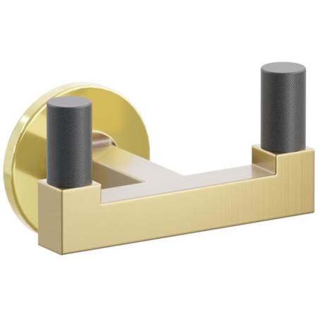 Emtek SELECT Double Robe Hook with Unlacquered Brass Small Disc Rose, Flat Black Knurled Tips, and Choice of Square Stem Finish Unlacquered Brass Rosette / French Antique Stem / Flat Black Tip
