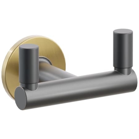 Emtek SELECT Double Robe Hook with French Antique Small Disc Rose, Flat Black Smooth Tips, and Choice of Round Stem Finish French Antique Rosette / Oil Rubbed Bronze Stem / Flat Black Tip