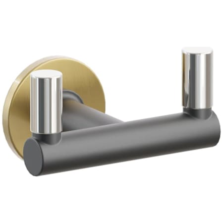 Emtek SELECT Double Robe Hook with French Antique Small Disc Rose, Polished Nickel Smooth Tips, and Choice of Round Stem Finish French Antique Rosette / Flat Black Stem / Polished Nickel Tip