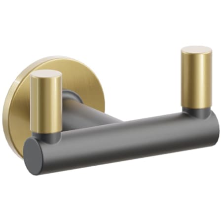 Emtek SELECT Double Robe Hook with Flat Black Round Stem and Choice of Small Disc Rose/Smooth Tips Finish French Antique Rosette / Flat Black Stem / French Antique Tip